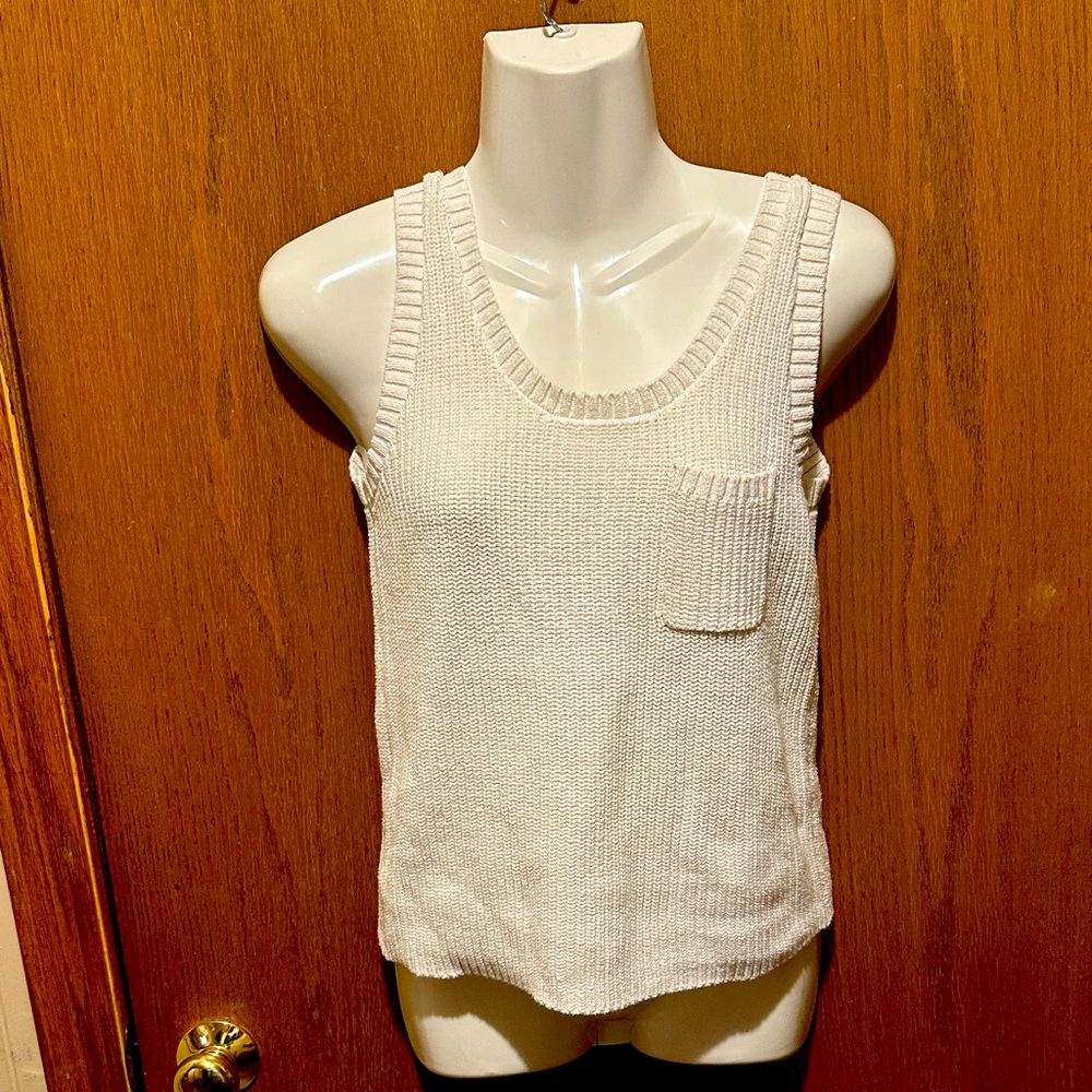 LOFT Cream Knit Tank Top sweater small